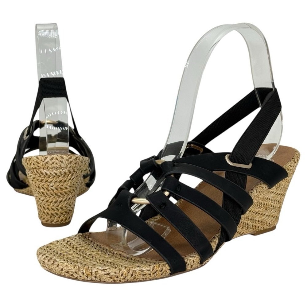 White Mountain Ataps Black Faux Leather Strappy Womens Sandals Size 8M - Picture 9 of 15